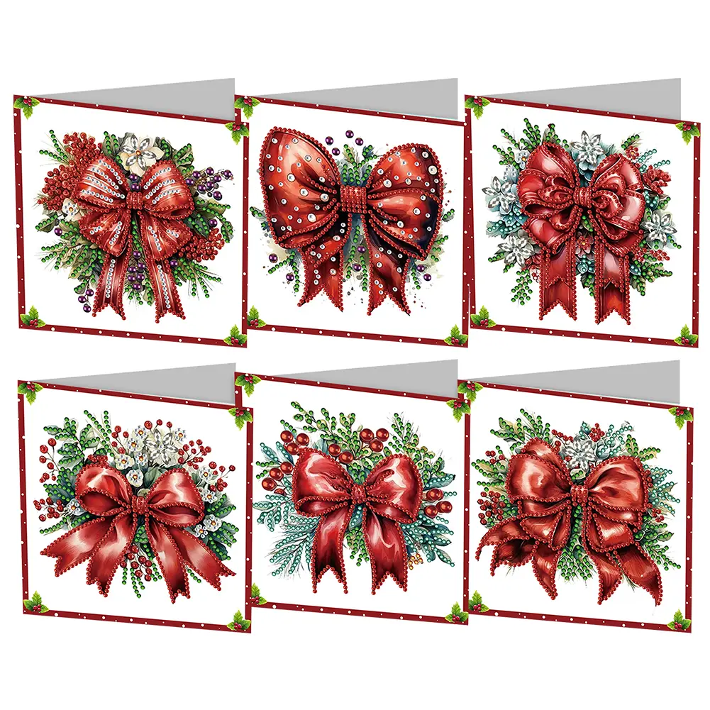6pcs DIY Diamond Painting Card Christmas Elk Rhinestone Painting Thank You Card Diamond Drawing Handmade Cards Christmas Gifts