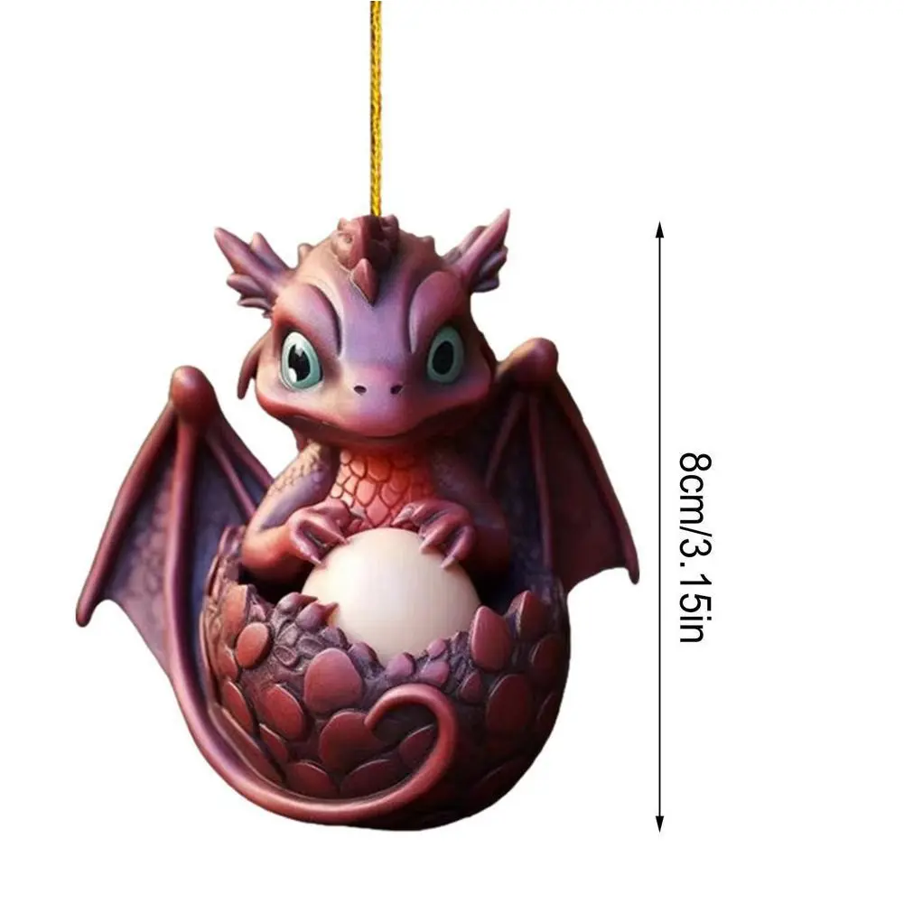Christmas Dragon Ornaments Novelty Dragon Egg Tree Pendant Cute Keychain Decoration Acrylic for Home and Car Decoration
