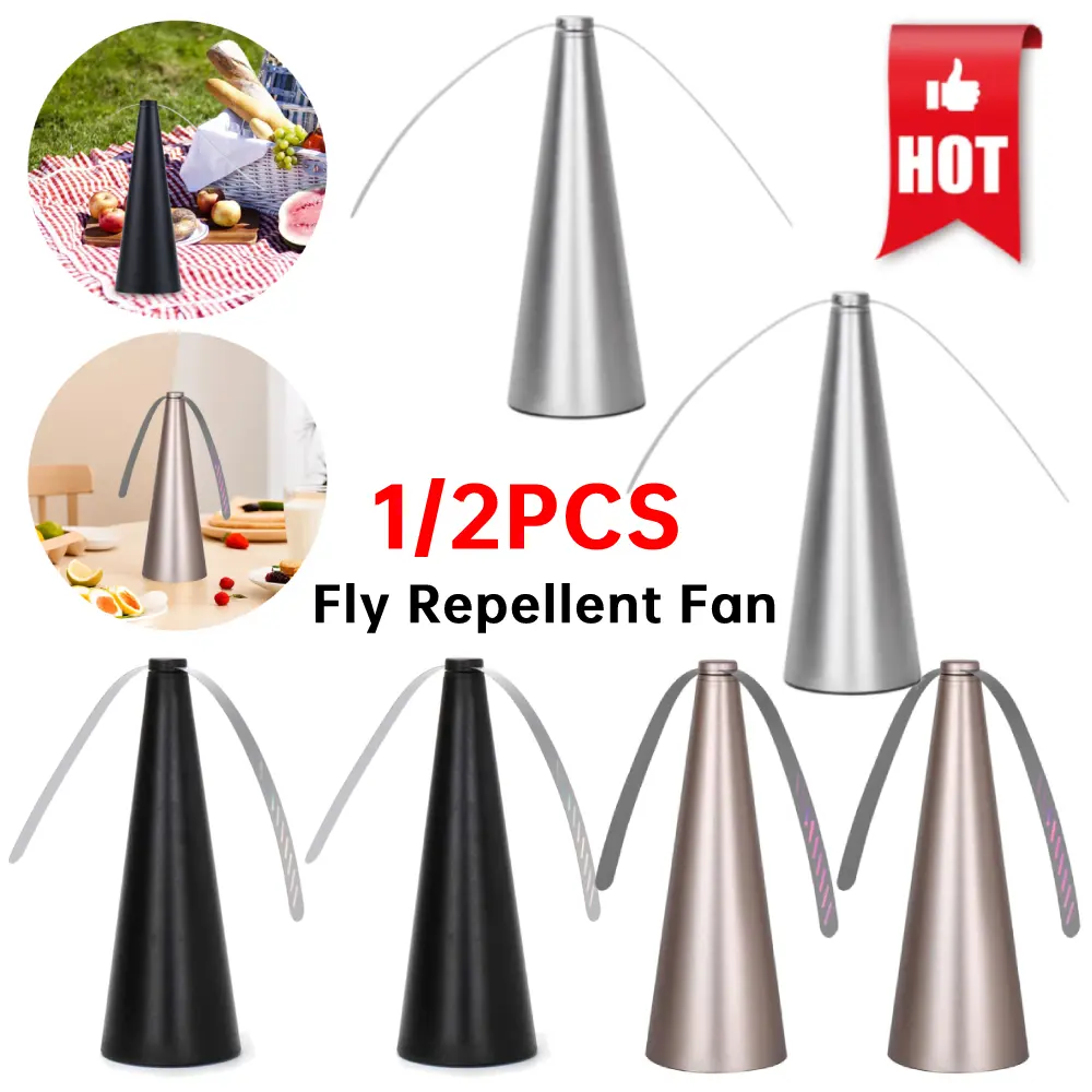 1/2PCS Fly Repellent Fan Pest Control Automatic Fly Fans Keep Flies Bugs Away From Food Fly Mosquito Repeller for Outdoor Picnic