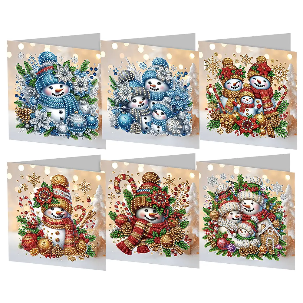6pcs DIY Diamond Painting Card Christmas Elk Rhinestone Painting Thank You Card Diamond Drawing Handmade Cards Christmas Gifts