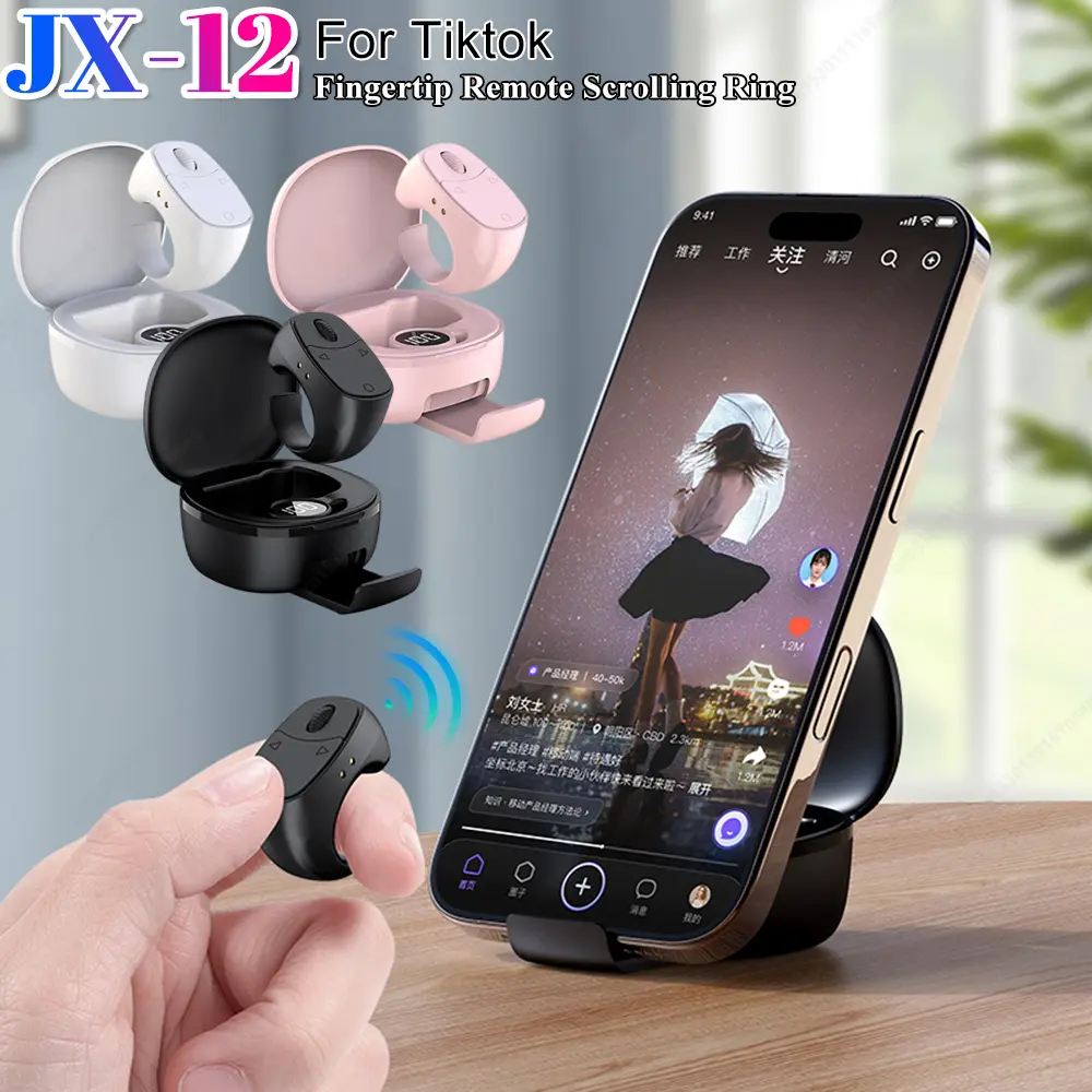Scrolling Ring Fingertip Remote Control Page Turner Bluetooth-Compatible 5.3 Outdoor Travel  Mobile Phone Camera Shutter Selfie