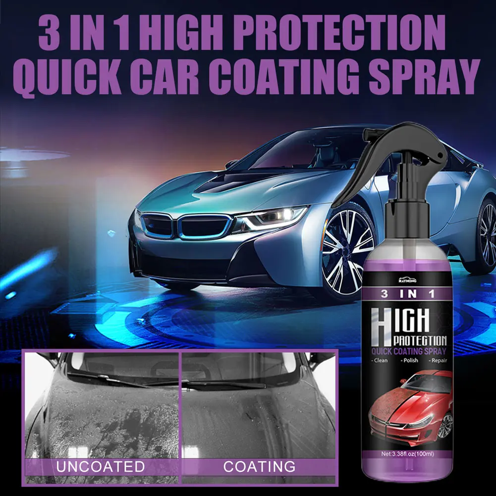 3-in-1 Car Ceramic Coating Spray 100ml Auto Nano Ceramic Quick Coating Sprayer Car Scratch Remover Paint Care Car Accessories
