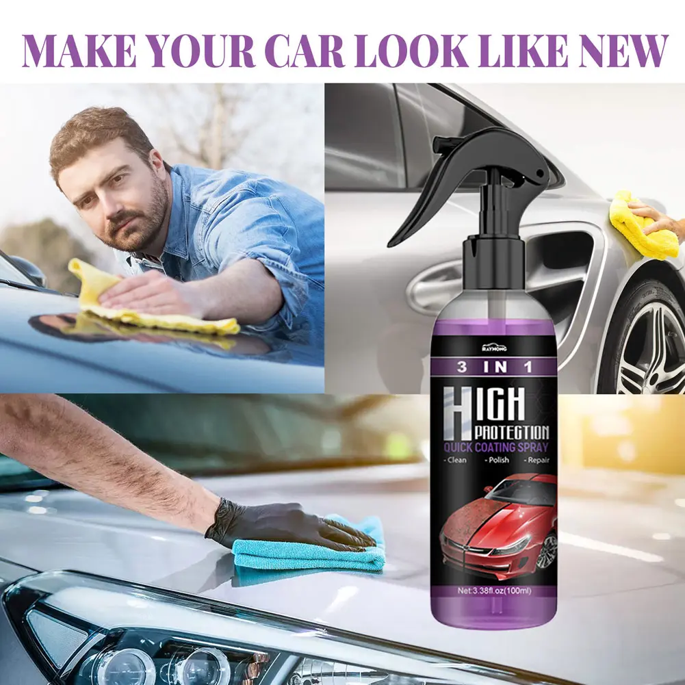 3-in-1 Car Ceramic Coating Spray 100ml Auto Nano Ceramic Quick Coating Sprayer Car Scratch Remover Paint Care Car Accessories