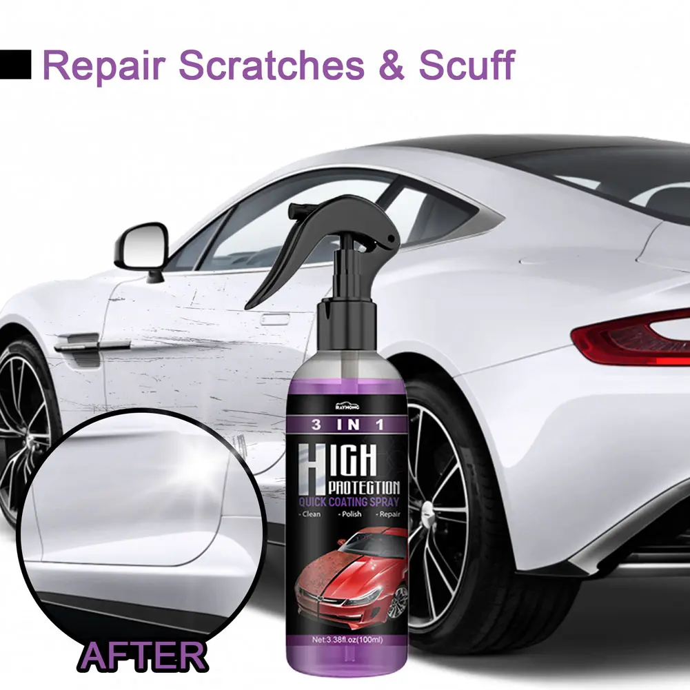 3-in-1 Car Ceramic Coating Spray 100ml Auto Nano Ceramic Quick Coating Sprayer Car Scratch Remover Paint Care Car Accessories