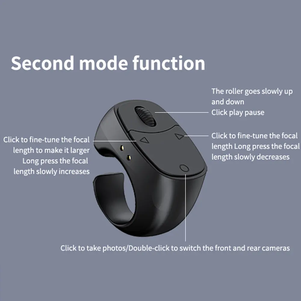 Scrolling Ring Fingertip Remote Control Page Turner Bluetooth-Compatible 5.3 Outdoor Travel  Mobile Phone Camera Shutter Selfie