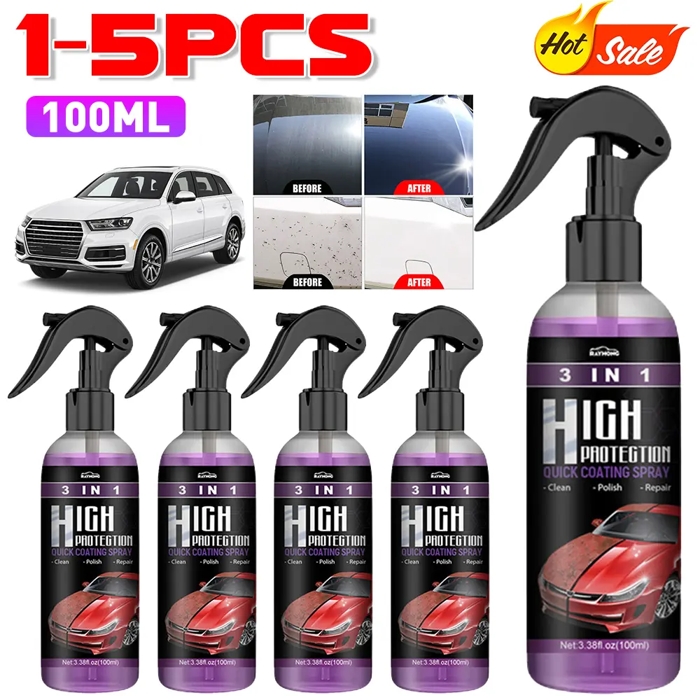 3-in-1 Car Ceramic Coating Spray 100ml Auto Nano Ceramic Quick Coating Sprayer Car Scratch Remover Paint Care Car Accessories