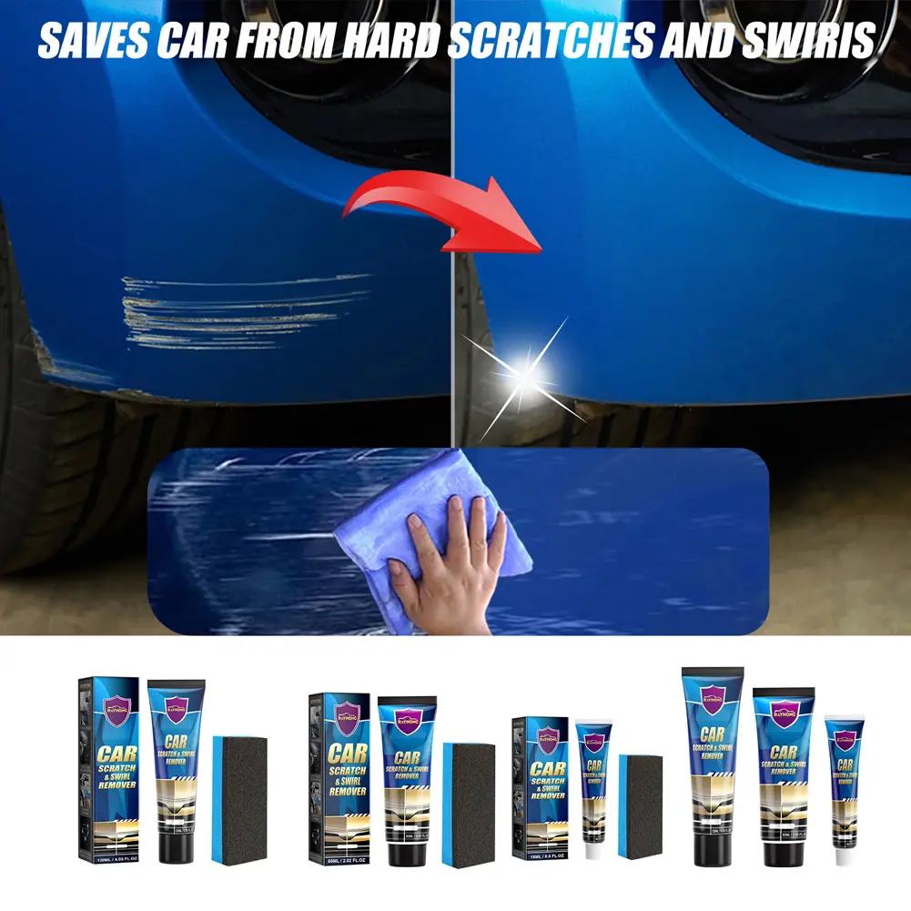 15/60/120ml Auto Polish Paint Restorer Car Polishing Wax Auto Polishing Kit with Sponges Car Paint Scratch Repair Cleaning Kit