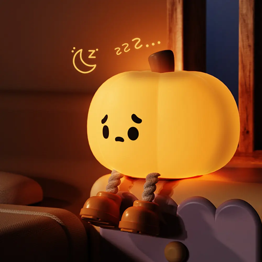 Halloween Pumpkin LED Night Light Touch Sensor Silicone Pumpkin Ghost Mood Light Dimmable Mushroom Lamp Bedside Table Nightlight