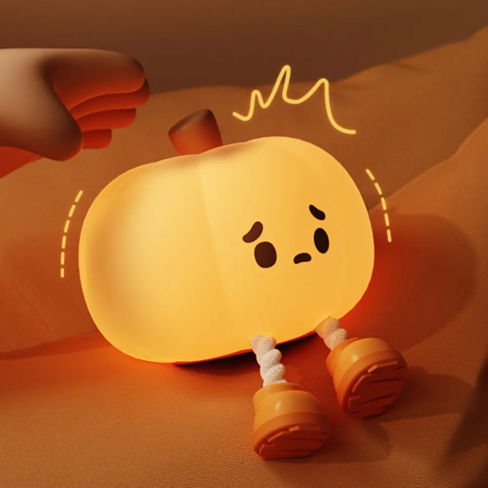 Halloween Pumpkin LED Night Light Touch Sensor Silicone Pumpkin Ghost Mood Light Dimmable Mushroom Lamp Bedside Table Nightlight