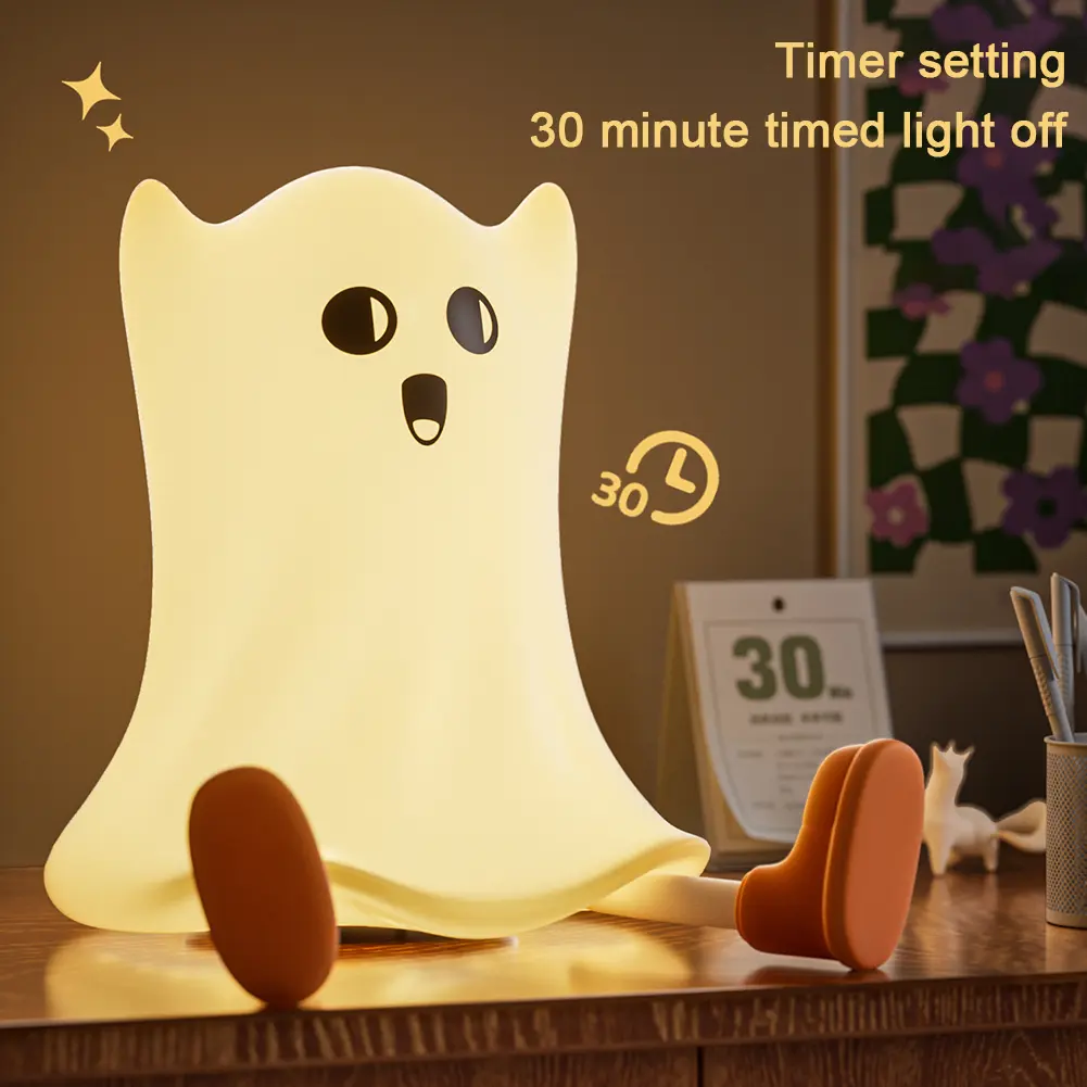 Halloween Pumpkin LED Night Light Touch Sensor Silicone Pumpkin Ghost Mood Light Dimmable Mushroom Lamp Bedside Table Nightlight