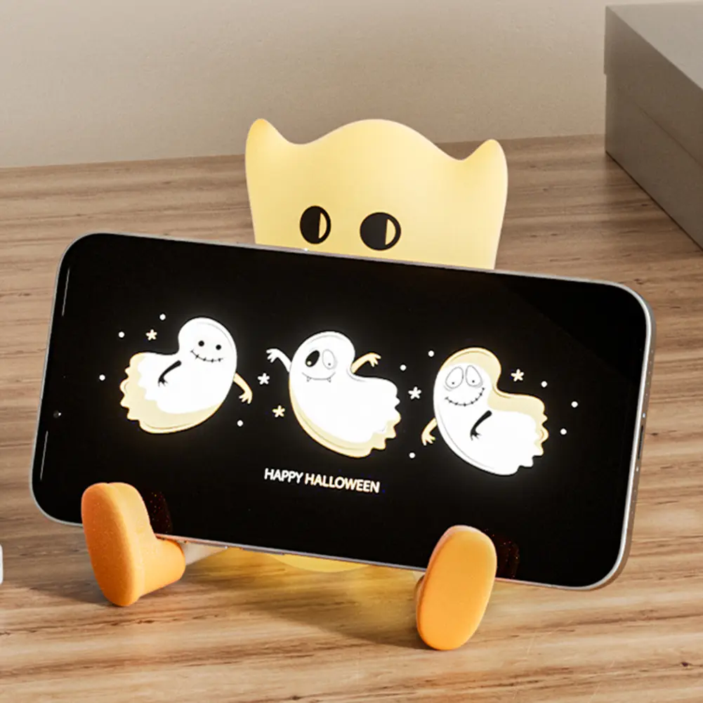 Halloween Pumpkin LED Night Light Touch Sensor Silicone Pumpkin Ghost Mood Light Dimmable Mushroom Lamp Bedside Table Nightlight