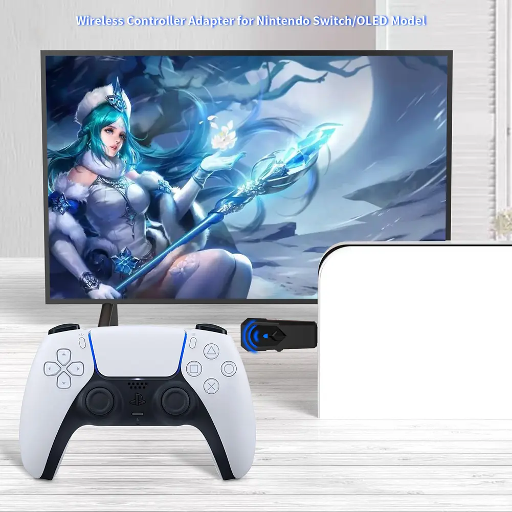USB Wireless Converter Bluetooth-Compatible/Wired Controller Adapter Wireless Controller Converter for PS4 PS3 Switch PC