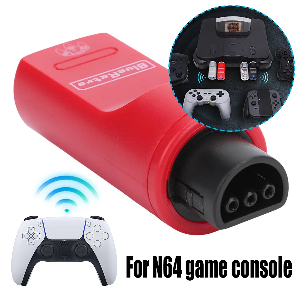 for N64 Console Bluetooth-compatible Receiver Adapter Support for PS3/PS4/PS5/Xbox One/Switch/Wii