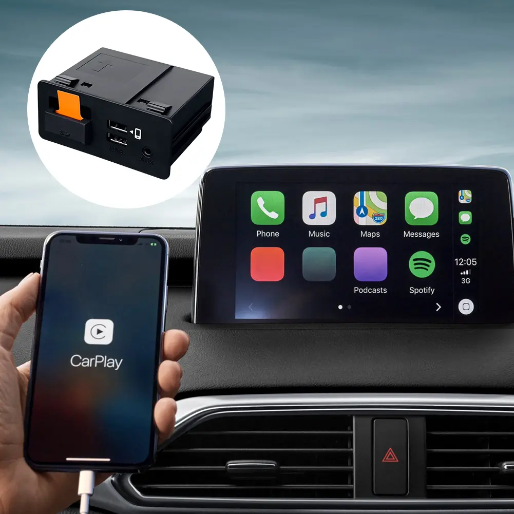 HUB Retrofit USB Kit Wired CarPlay Android Auto TK78-66-9U0C USB Hub Adapter Type-C Plug and Play for Mazda CX3 CX5 CX8 CX9