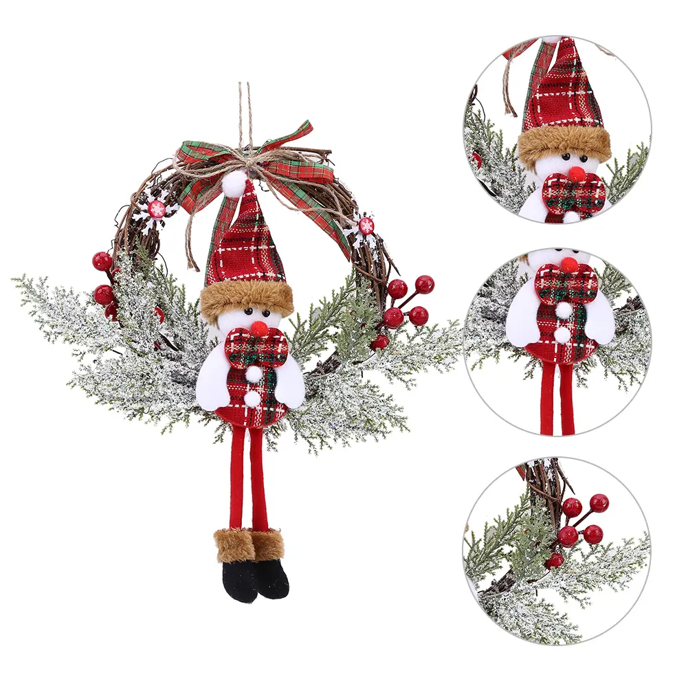 1-5pcs Christmas Snowman Wreath Wall Door Hanging Garland Indoor Outdoor Artificial Wreath Fall Home Decor Christmas Decorations