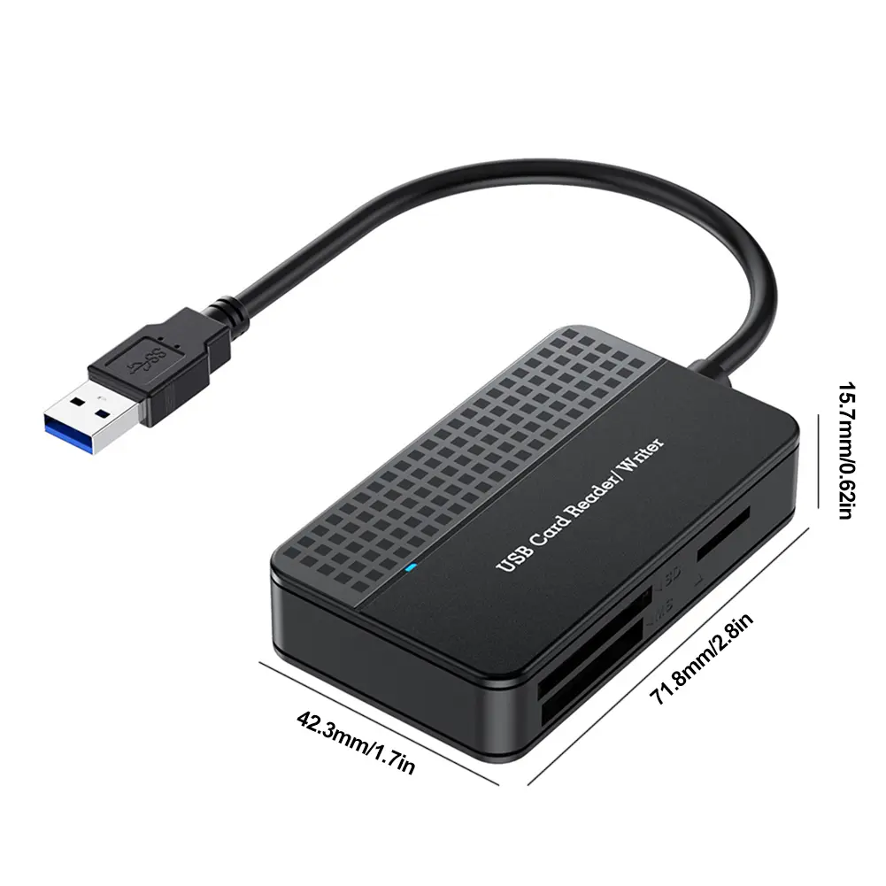 4 in 1 Flash Card Adapter USB 3.0 Type C USB Card Reader 5Gbps USB Card Reader Memory Card Writer 20cm Cable SD TF CF MS