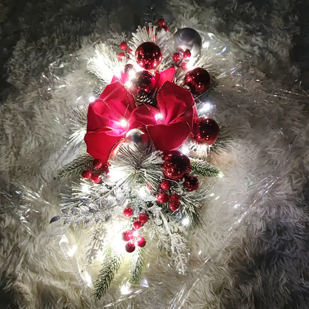 Christmas Wreath Hanging Pendants Window Door Stairs Wreath Stairway Swag Trim Garland Artificial Flowers Christmas Decorations