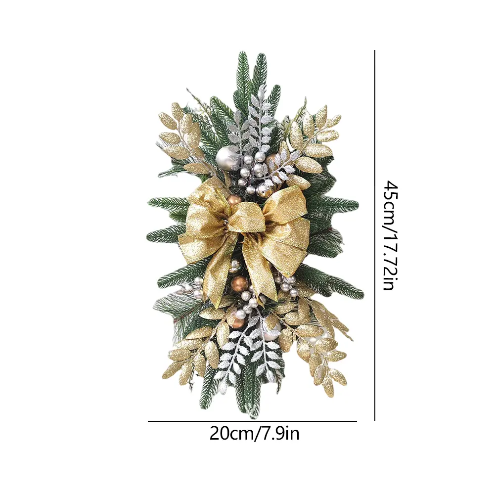 Christmas Wreath Hanging Pendants Window Door Stairs Wreath Stairway Swag Trim Garland Artificial Flowers Christmas Decorations