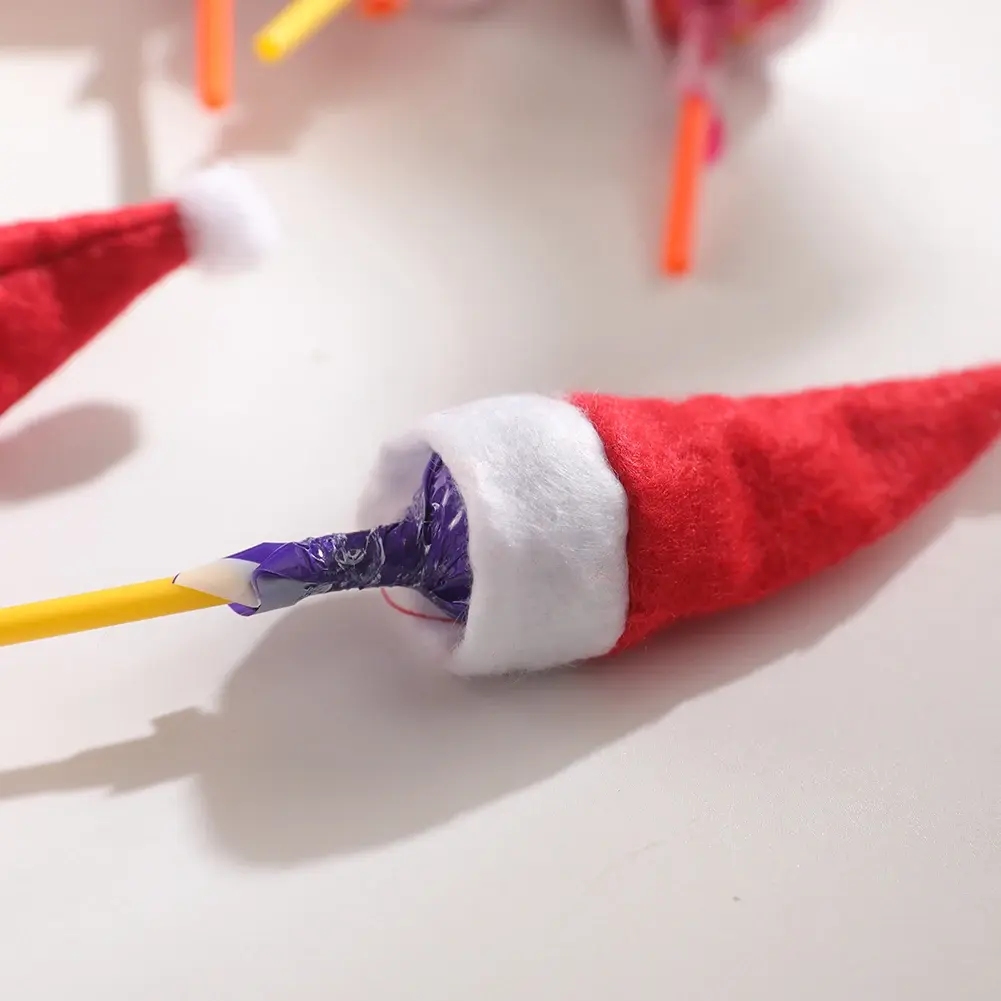 Mini Christmas Hats Christmas Candy Cover Xmas Lollipop Hats Cute Lollipop Cap Children Gift  New Year Christmas Decorations