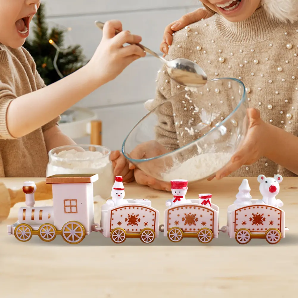 Merry Christmas Train Ornament Christmas Decoration Wooden Train Cake Decor Props Xmas Navidad New Year Party Decor Gift for Kid