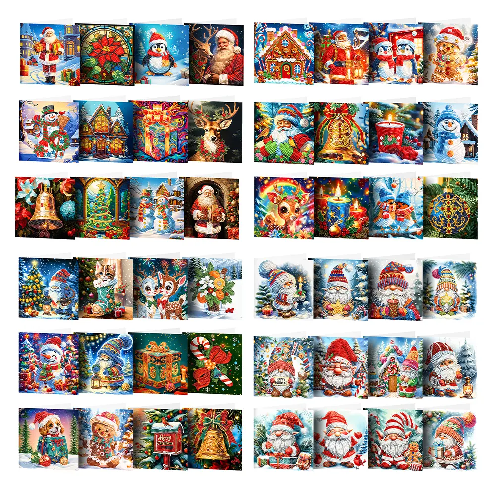 Special Shape Christmas Santa Claus Diamond Painting Greeting Cards Handmade Postcards Diamond Mosaic Set Christmas Decorations