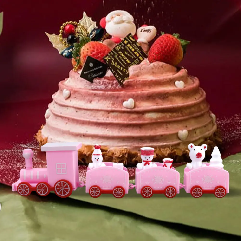 Merry Christmas Train Ornament Christmas Decoration Wooden Train Cake Decor Props Xmas Navidad New Year Party Decor Gift for Kid