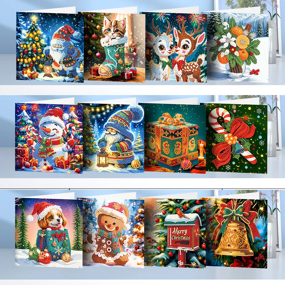 Special Shape Christmas Santa Claus Diamond Painting Greeting Cards Handmade Postcards Diamond Mosaic Set Christmas Decorations