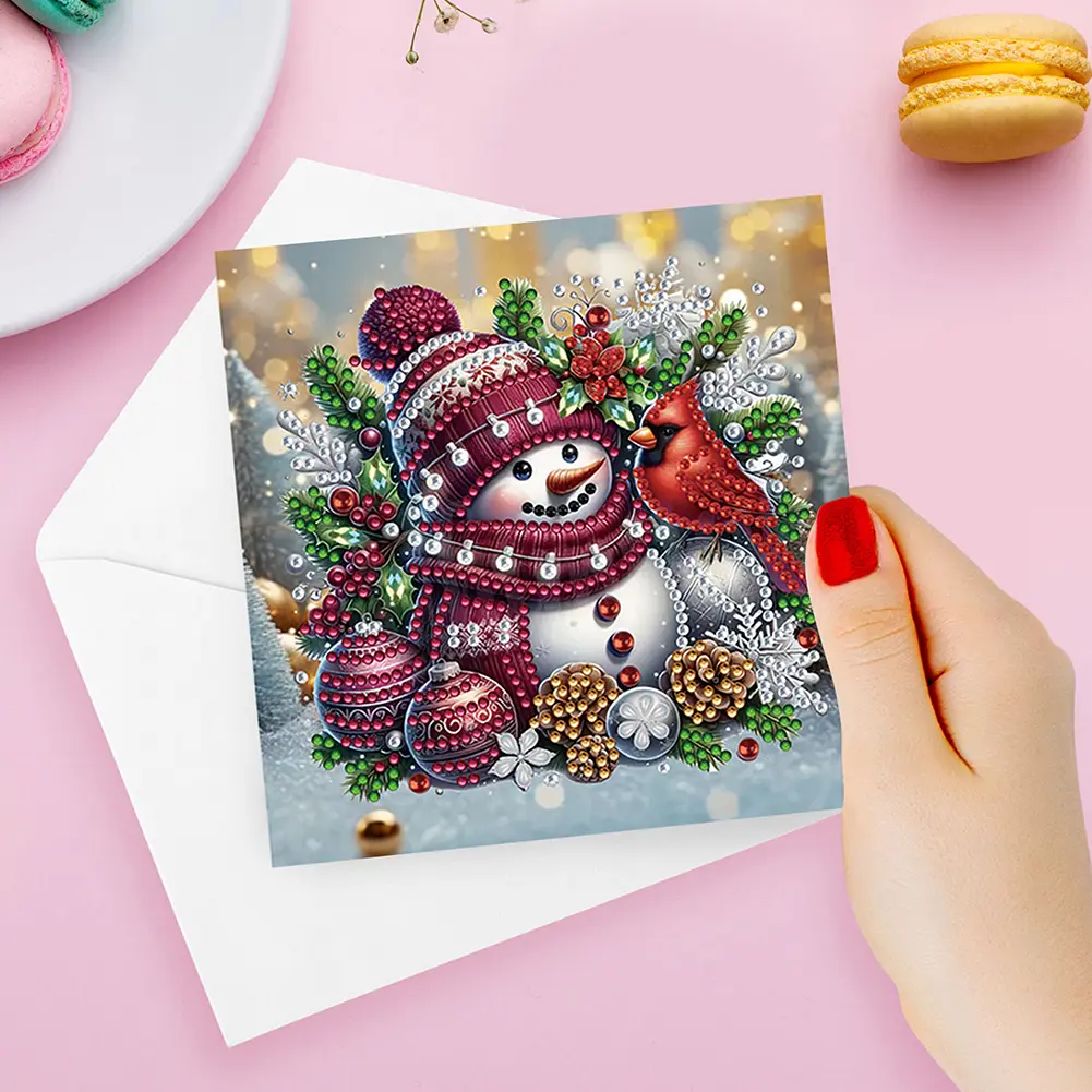 4/6/12pcs Diamond Painting Greeting Card 5D Christmas Diamond Painting Mosaic Thank You Card Christmas Postcards Birthday Gifts