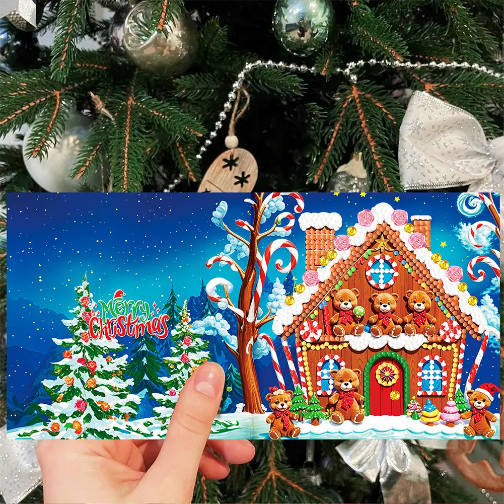Special Shape Christmas Santa Claus Diamond Painting Greeting Cards Handmade Postcards Diamond Mosaic Set Christmas Decorations