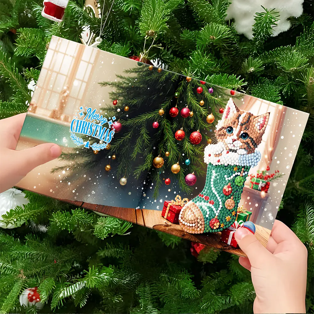 Special Shape Christmas Santa Claus Diamond Painting Greeting Cards Handmade Postcards Diamond Mosaic Set Christmas Decorations