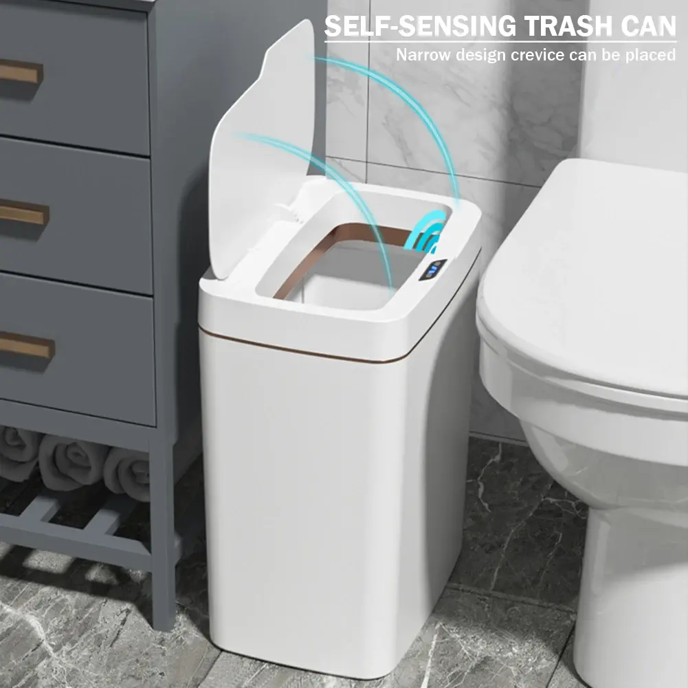 15/18L Smart Sensor Trash Can Waterproof Intelligent Wastebasket Sensor Rubbish Can Smart Trash Bin Kitchen Bathroom Wastebin