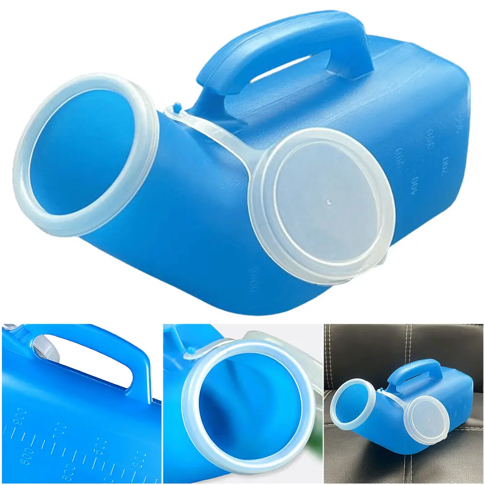 1200ml Male Urinal Spill Proof Pee Container Plastic Mens Bedpan Bottle with Lid for Car Elderly and Incontinence