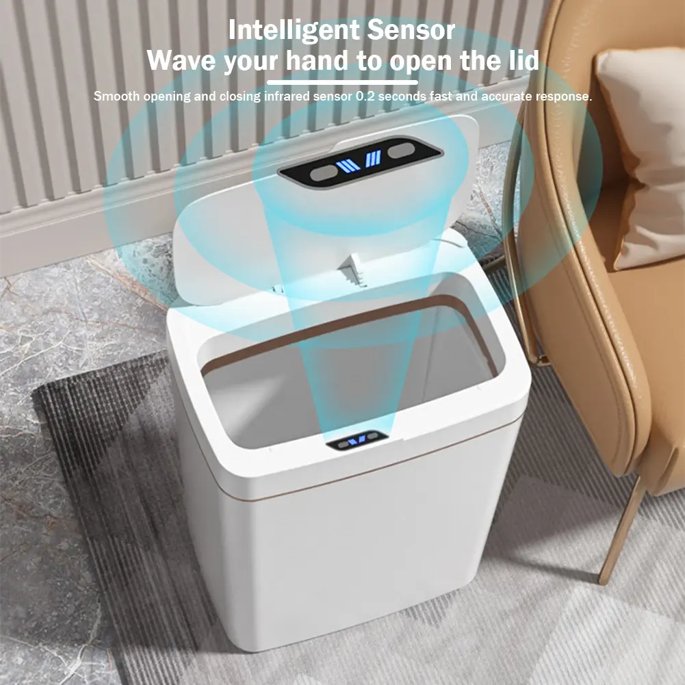 15/18L Smart Sensor Trash Can Waterproof Intelligent Wastebasket Sensor Rubbish Can Smart Trash Bin Kitchen Bathroom Wastebin
