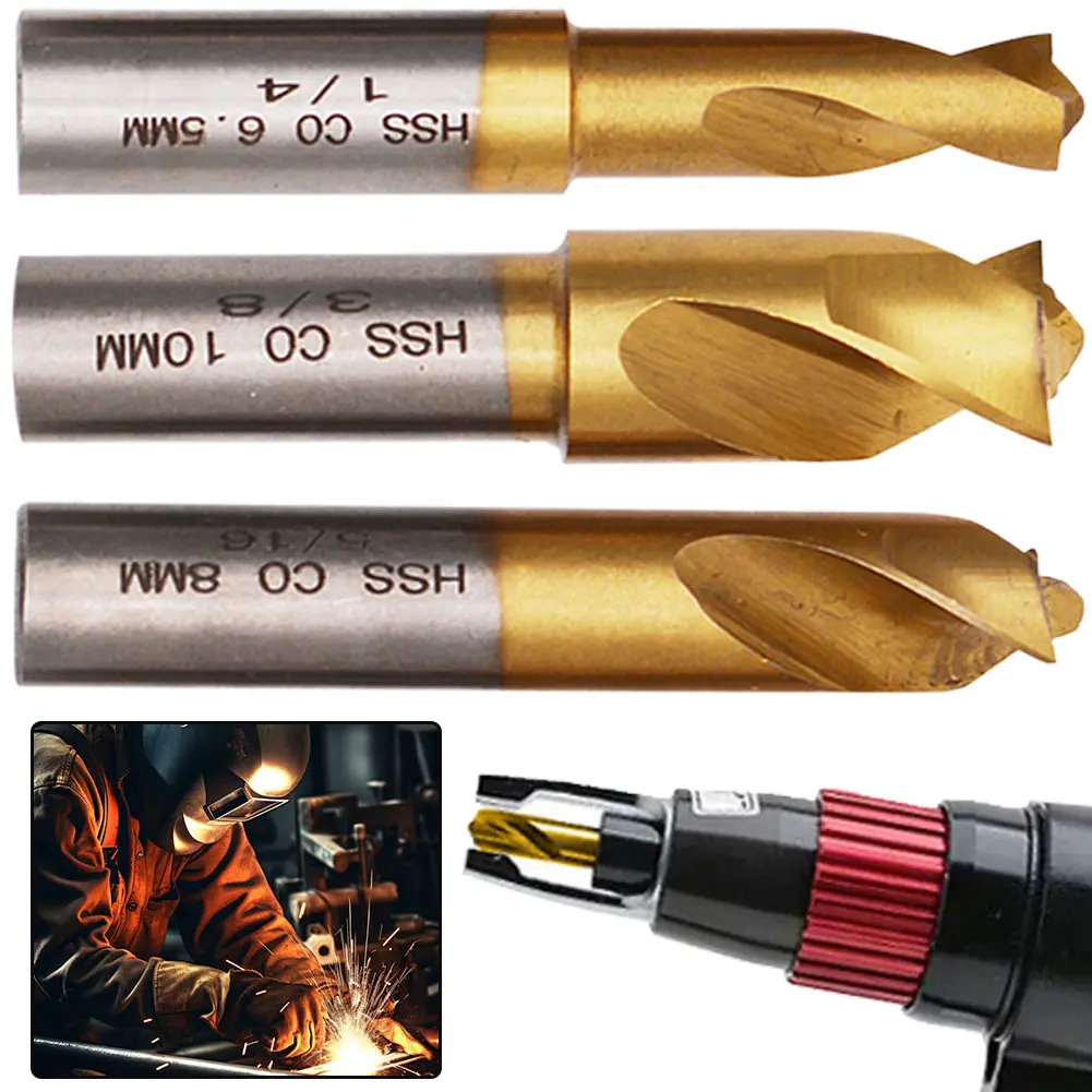 3pcs HSS CO Spot Weld Drill Bit 6.5/8/10mm High Strength Spot Weld Cutter Drill Bit for Wood Steel Milling Cutting Accessories