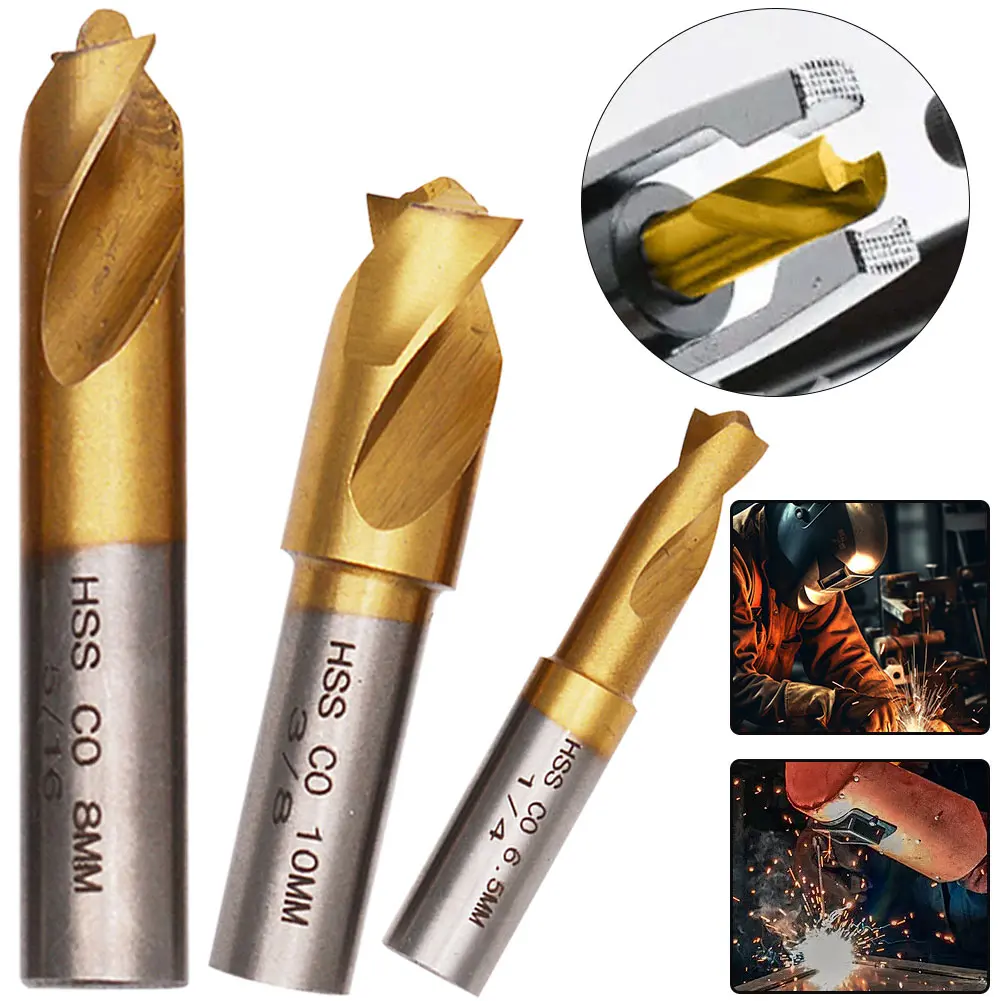3pcs HSS CO Spot Weld Drill Bit 6.5/8/10mm High Strength Spot Weld Cutter Drill Bit for Wood Steel Milling Cutting Accessories