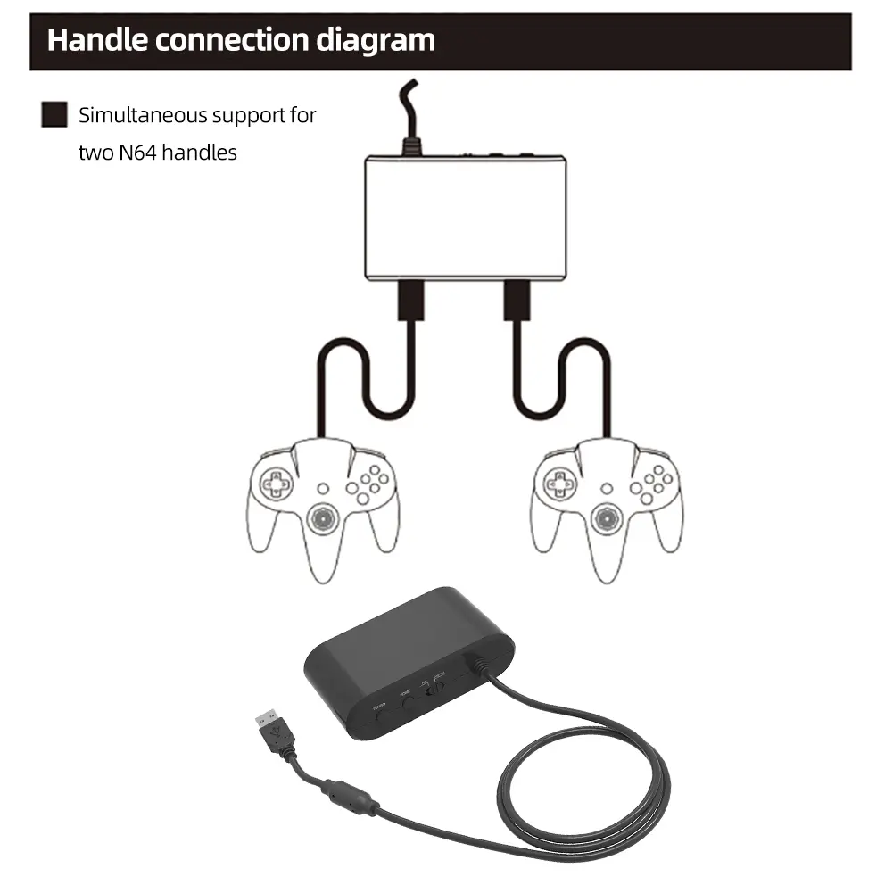 N64 Adapter Support Turbo USB Convertor No Lag USB Wireless Controller Adapter Plug and Play for Switch/OLED Model PC Windows