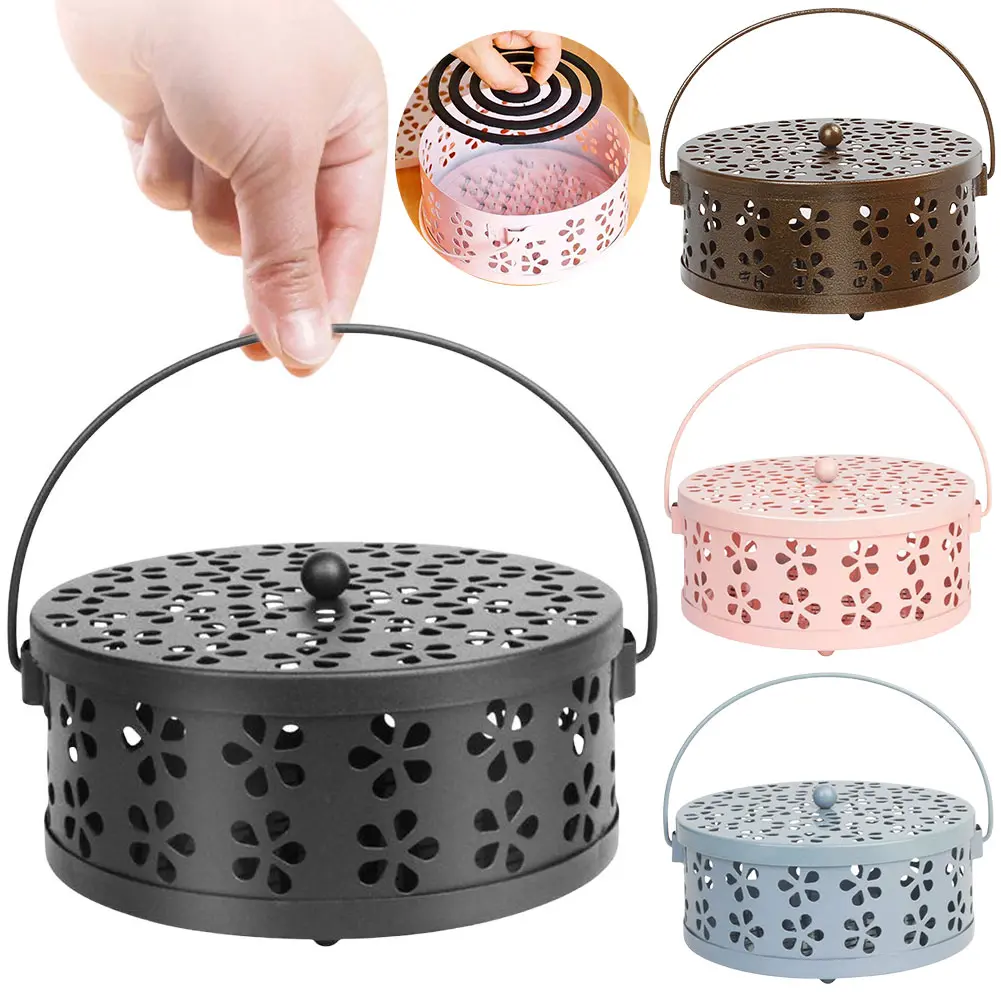 Metal Incense Burner Holder with Handle Mosquito Incense Burner Mosquito Repellent Coil Holder for Outdoor Garden Patio Camping