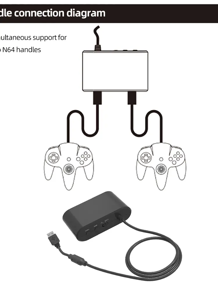 N64 Adapter Support Turbo USB Convertor No Lag USB Wireless Controller Adapter Plug and Play for Switch/OLED Model PC Windows