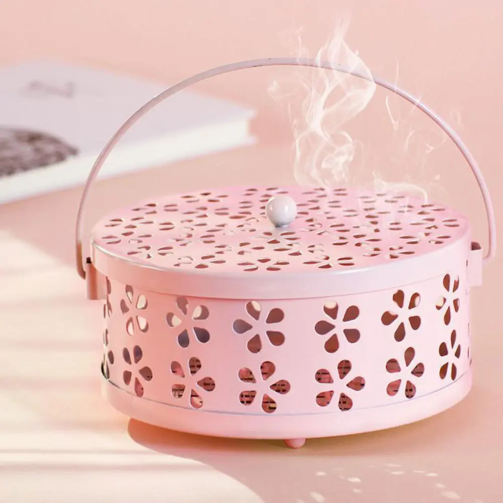 Metal Incense Burner Holder with Handle Mosquito Incense Burner Mosquito Repellent Coil Holder for Outdoor Garden Patio Camping