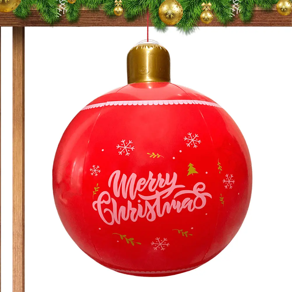60cm PVC Inflatable Christmas Ball Giant Big Christmas Inflatable Ball Xmas Tree Ornaments Outdoor Garden Christmas Decorations