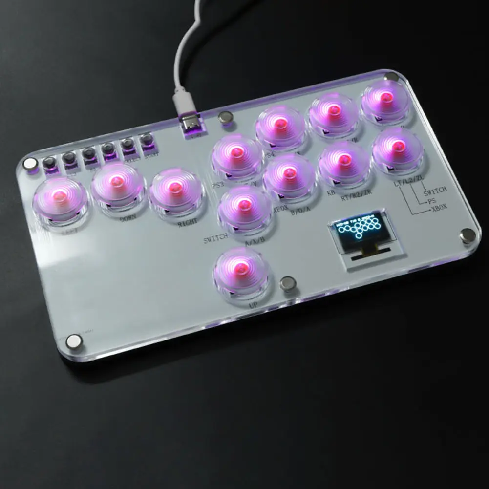 Arcade Joystick 12Keys All-Button Mini Fighting Game Arcade Stick Arcade Fightstick Stickless Arcade Stick for PS4/PS3/Switch/PC