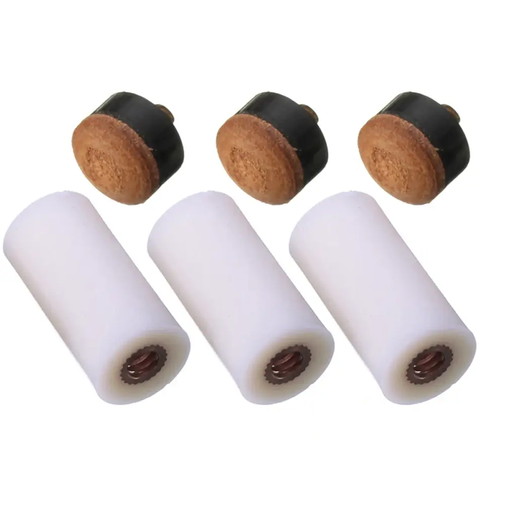 5pcs Pool Cues Tips Screw-On 13mm Snooker Cue Tips Replacement Pool Rod Screw Head with 5 Ferrules Parts Pool Sports Accessories