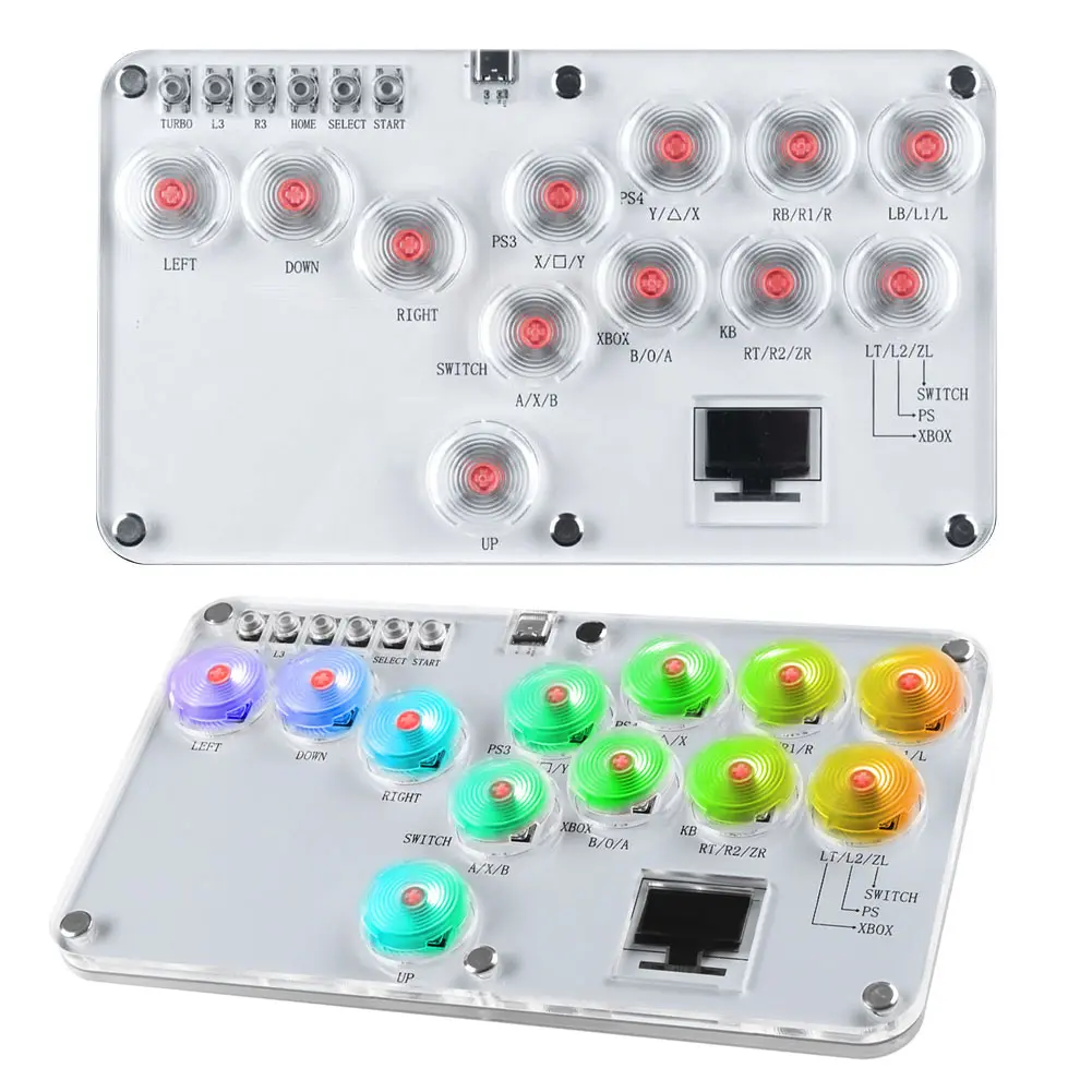 Arcade Joystick 12Keys All-Button Mini Fighting Game Arcade Stick Arcade Fightstick Stickless Arcade Stick for PS4/PS3/Switch/PC