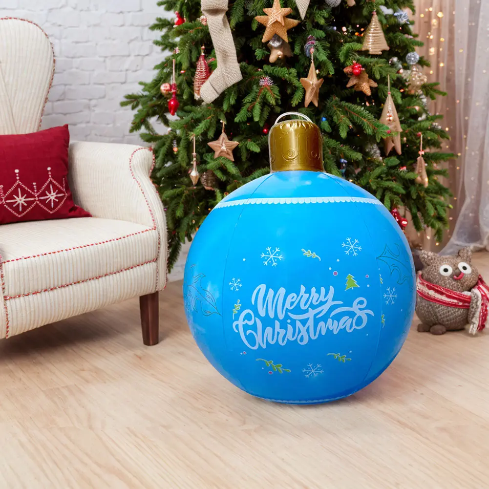 24 Inch PVC Inflatable Christmas Ball Large Outdoor Decorated Ball New Years Christmas Ornaments Christmas Decorations Ball