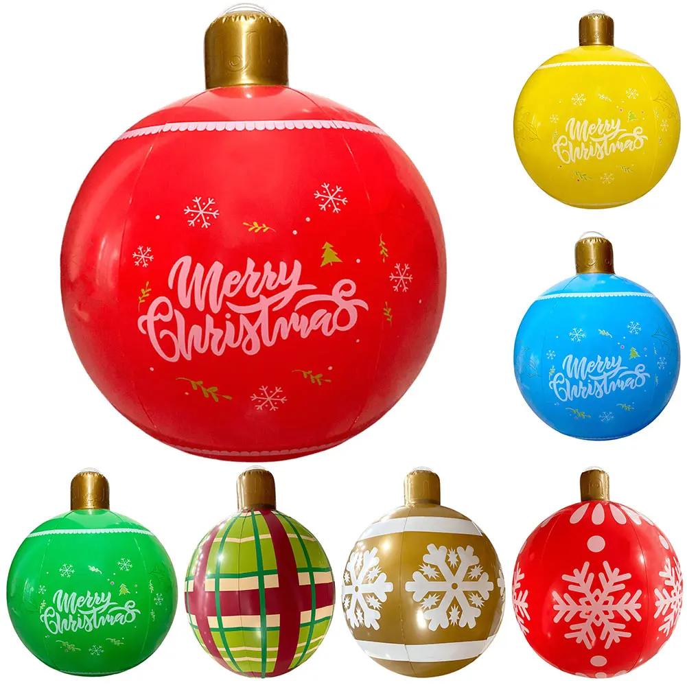 24 Inch PVC Inflatable Christmas Ball Large Outdoor Decorated Ball New Years Christmas Ornaments Christmas Decorations Ball