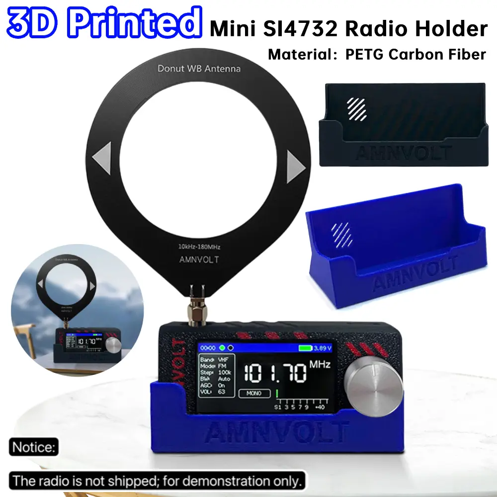 For Mini SI4732 Pocket Radio Holder Bracket PETG Carbon Fiber 3D Printed Radio Bracket for MINI SI4732 V1/V2/V3 All-Band Radio