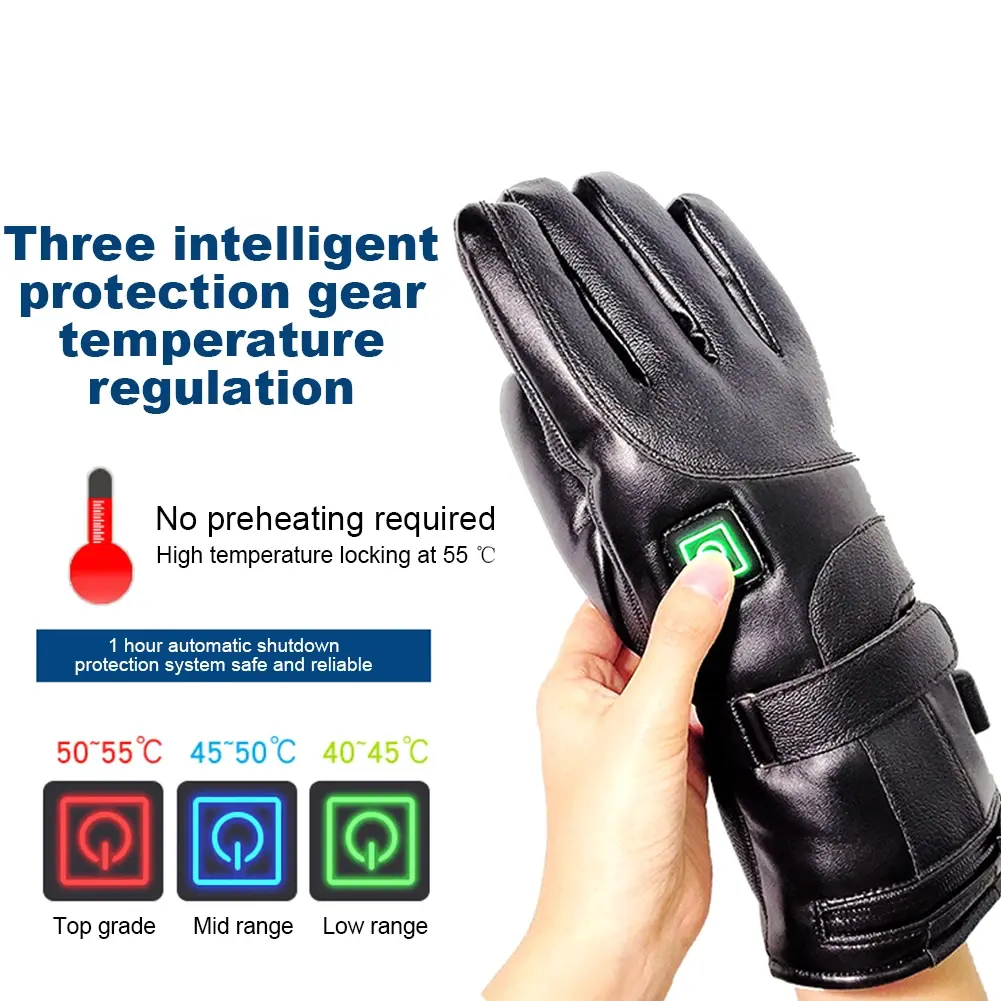 Rechargeable Heating Gloves Waterproof Touchscreen Thermal Gloves Battery Powered Heated Gloves for Outdoor Motorbike Riding