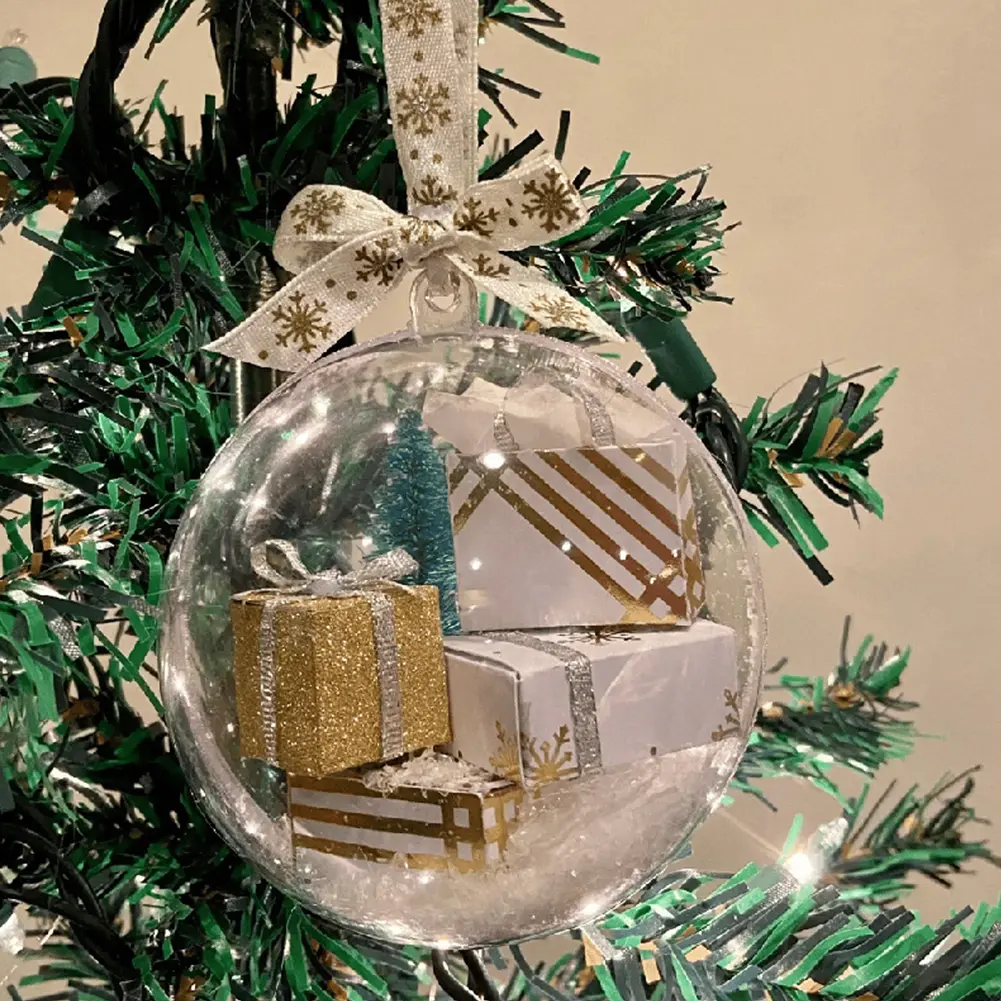 10-80pcs Christmas Transparent Open Plastic Ball Hanging Clear Fillable Plastic Ball Christmas Decorations Xmas Tree Ornaments