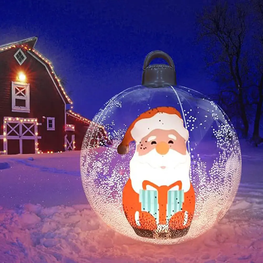 60cm PVC Christmas Inflatable Ball Light Up Inflatable Christmas Balls Xmas Tree Balloon Ball Gifts Christmas Decorations 2024