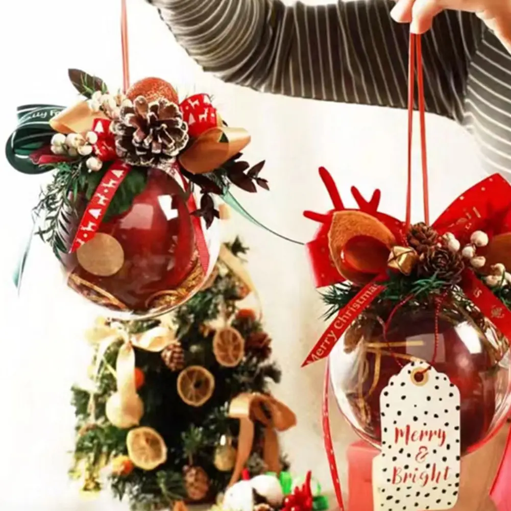 10-80pcs Christmas Transparent Open Plastic Ball Hanging Clear Fillable Plastic Ball Christmas Decorations Xmas Tree Ornaments